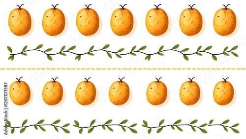 Potato pattern in 2 rows on a light background