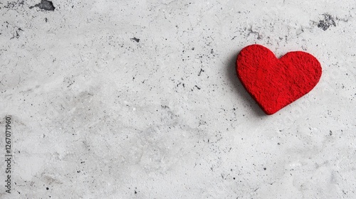 Red Heart on Gray Stone Background