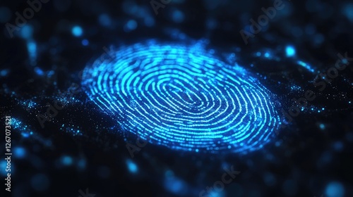 Wallpaper Mural A fingerprint scanner glowing in dark blue, representing biometric security and identity protection. Torontodigital.ca