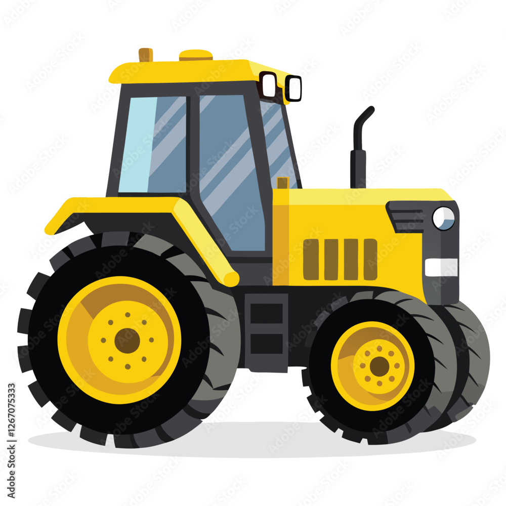 Naklejka premium yellow tractor vector art