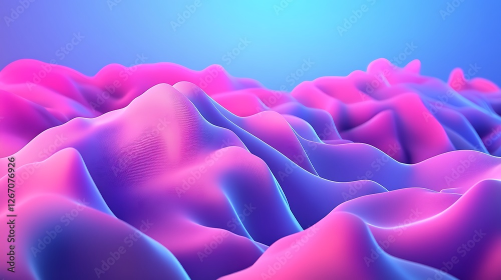 Obraz premium Abstract Pink and Purple Wavy Landscape Digital Art