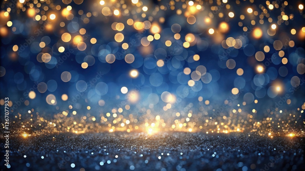 Obraz premium Abstract Sparkling Background Shimmering Blue and Gold Lights with Glitter Texture