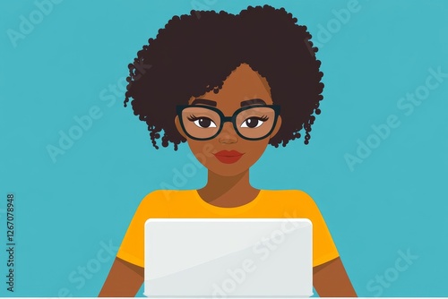 African American Woman Programmer. Girl Coding, 