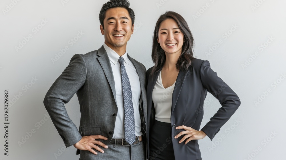 Confident Business Team: Portrait of Two Successful Asian Professionals Confident Business Team: Portrait of Two Successful Asian Professionals