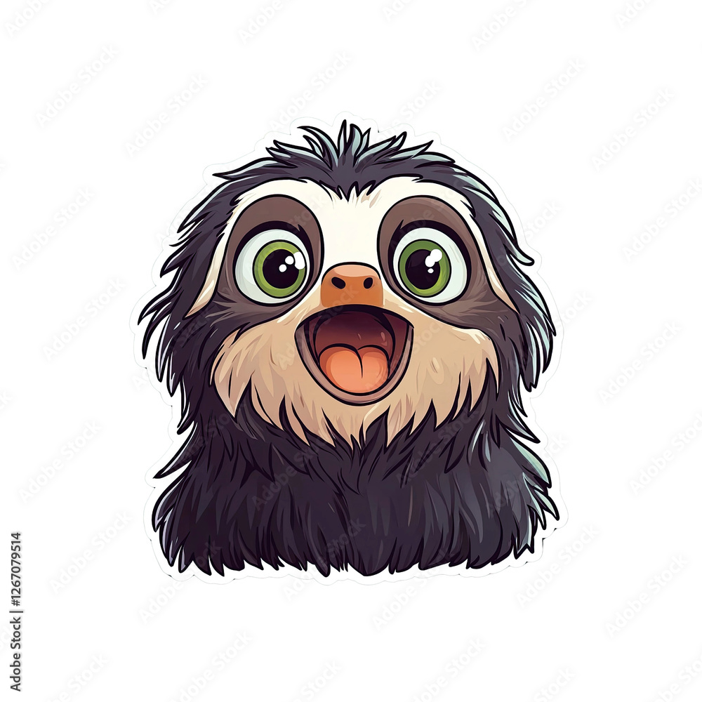Obraz premium Adorable Happy Sloth Cartoon Illustration