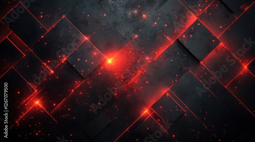 A glowing red abstract design with a dark red texture and bright neon lines	
