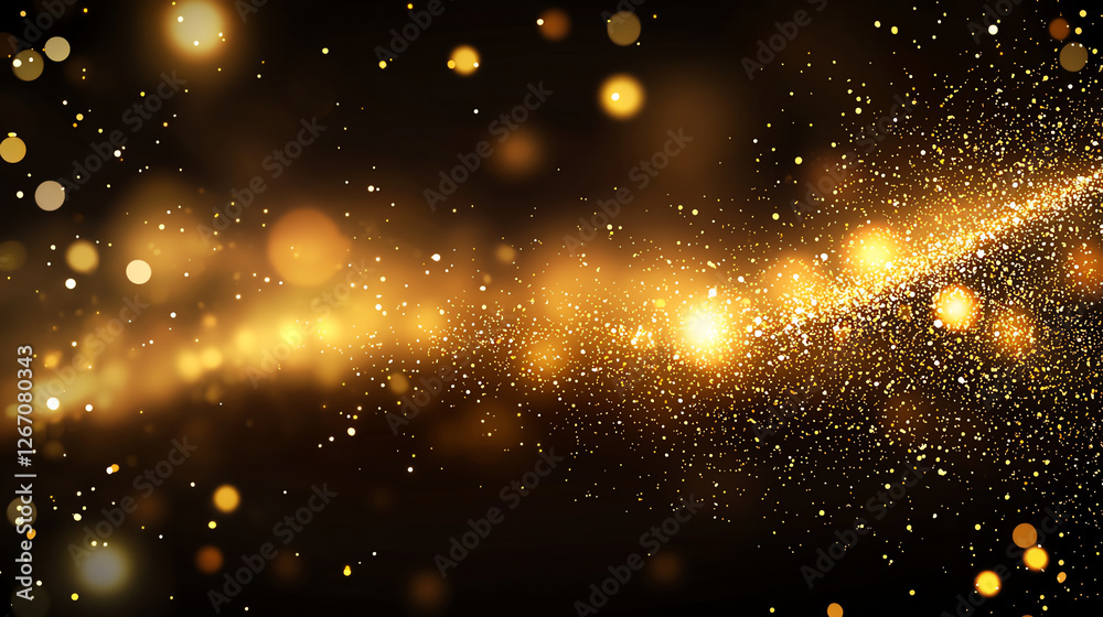 dazzling display of gold glitter light effects sparkles against black background, creating magical and festive atmosphere. shimmering particles form dynamic wave, evoking sense of celebration and dazzling display of gold glitter light effects sparkles against black background, creating magical and festive atmosphere. shimmering particles form dynamic wave, evoking sense of celebration and