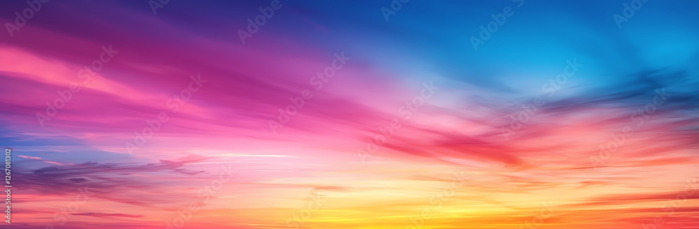 vibrant sunset sky with colorful clouds creates stunning panorama, blending hues of pink, orange, and blue vibrant sunset sky with colorful clouds creates stunning panorama, blending hues of pink, orange, and blue