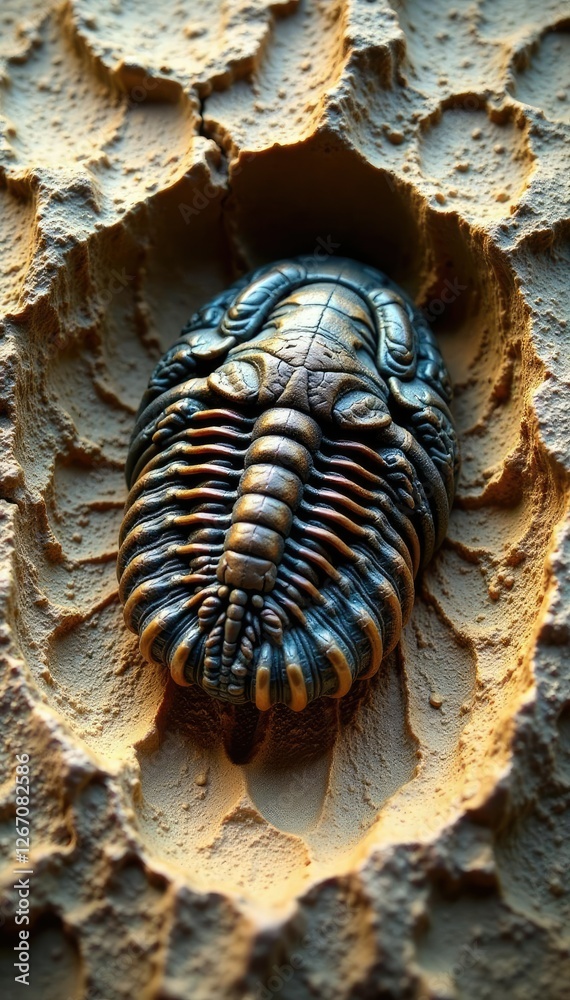 Trilobite fossils found in sedimentary rock layers, stratigraphy, trilobite, fossil Trilobite fossils found in sedimentary rock layers, stratigraphy, trilobite, fossil