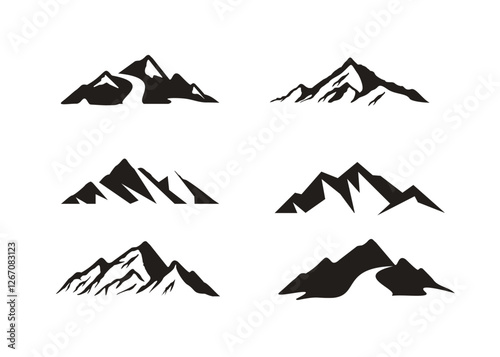 mountain silhouette icon set vector  logo design 