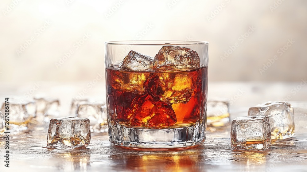 glass with whiskey and ice cubes isolated on transparent background glass with whiskey and ice cubes isolated on transparent background