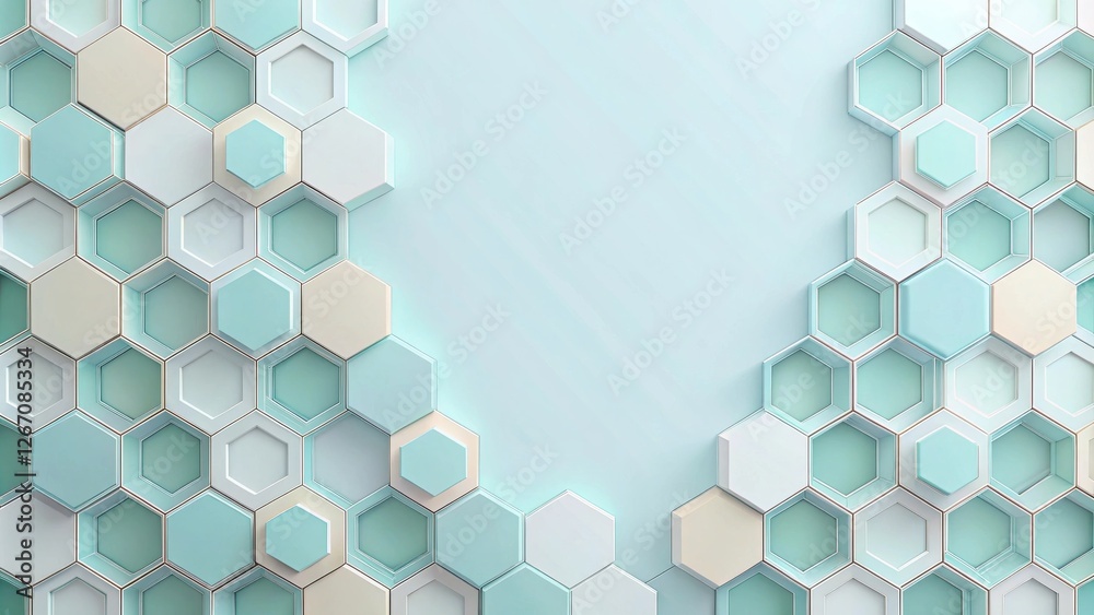 Fototapeta premium Abstract Hexagon Pattern Background with Pastel Colors and Space for Text