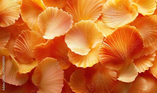 A vibrant close-up of layered orange and yellow petals creating a warm, inviting texture