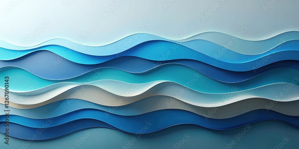 Fototapeta premium Serene Abstract Wave Pattern Design with Layered Shades of Blue and White