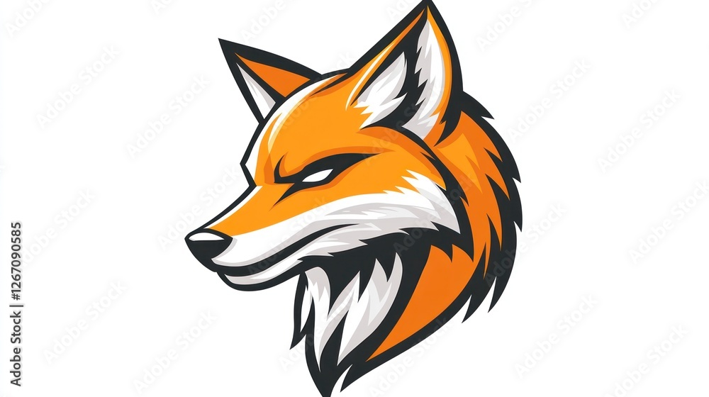 Obraz premium Fox head mascot logo, profile view, white background, for sports or esports