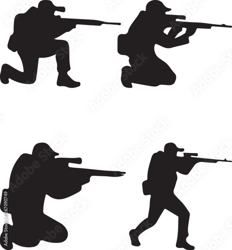 silhouettes of soldiers in action