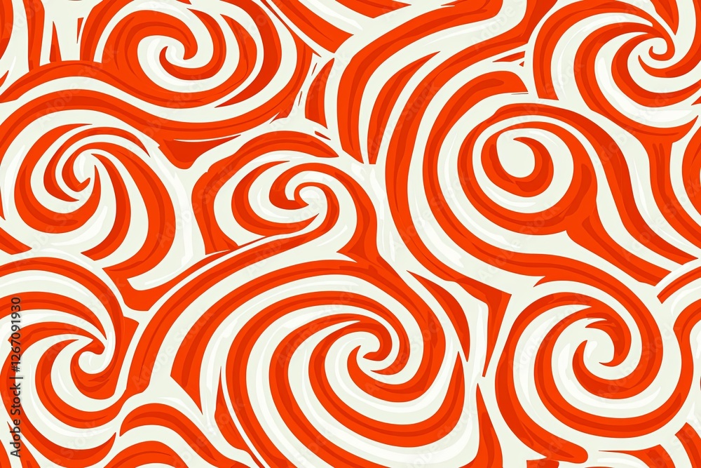 Fototapeta premium Psychedelic swirl seamless pattern. 60s, 70s style liquid groovy background.