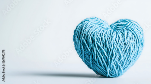 heart of blue wool isolated on white photo