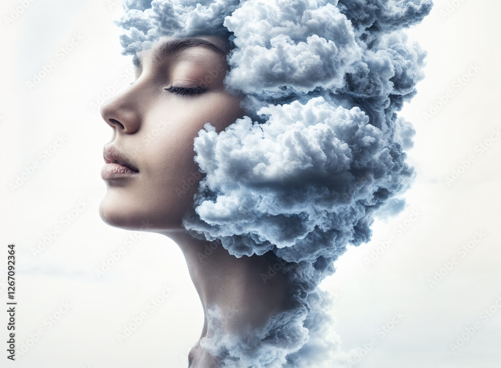 a captivating blend of human beauty and atmospheric elements, creating a visually striking contrast. a captivating blend of human beauty and atmospheric elements, creating a visually striking contrast.