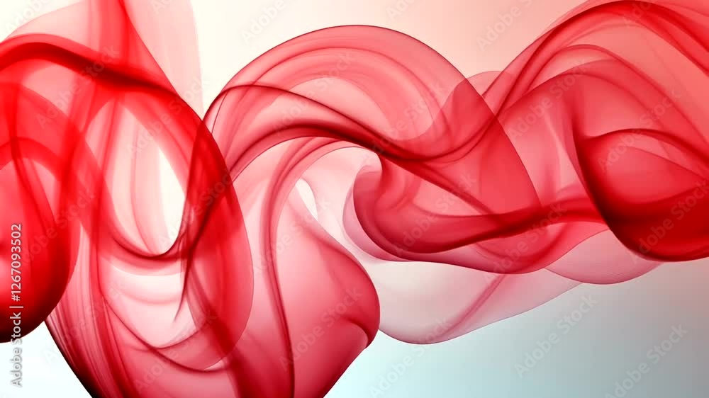 Abstract red waves flowing smoothly with soft gradients