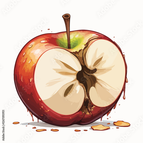 A piece of rotten apple, isolated on white background
