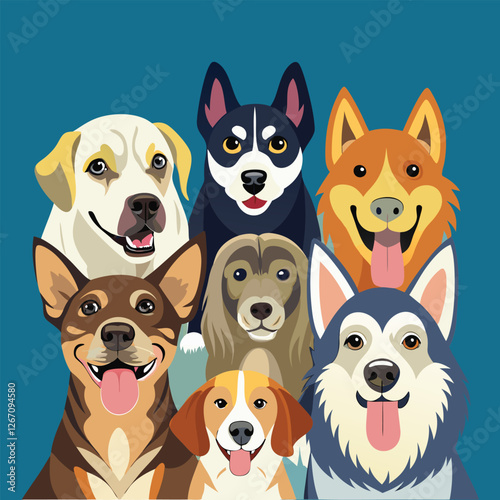 realistic set of dog breeds  vector