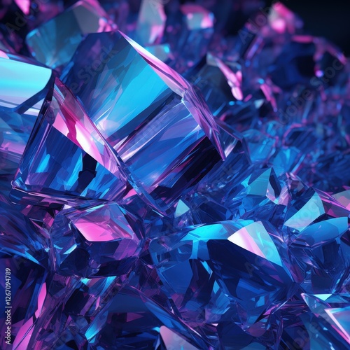 Wallpaper Mural Vibrant blue crystals cluster, dark background, digital art, ideal for tech Torontodigital.ca