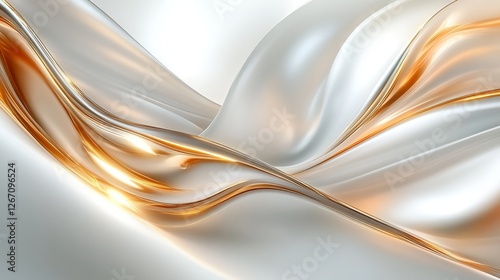 Elegant White and Gold Abstract Background with Soft Textures and Fluid Patterns Evoking a Sense of Tranquility and Luxury Perfect for Modern Design and Artistic Projects or Presentations