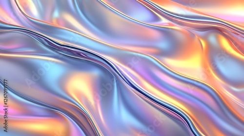 Wallpaper Mural Abstract iridescent flowing liquid silk waves Torontodigital.ca