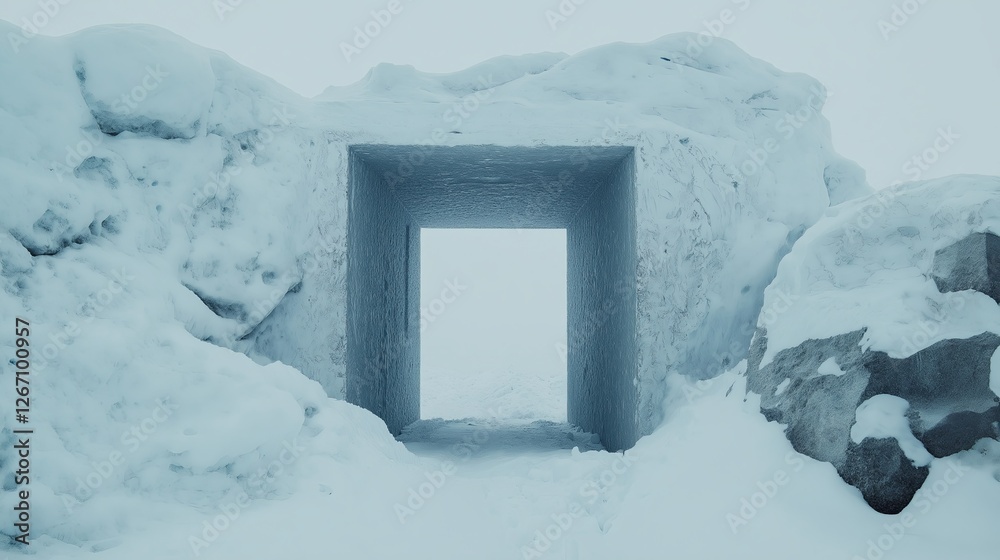 A doorway leading into an infinite white abyss. A doorway leading into an infinite white abyss.