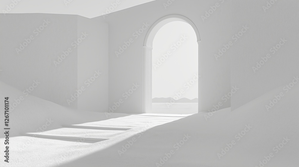 Fototapeta premium A doorway leading into an infinite white abyss.