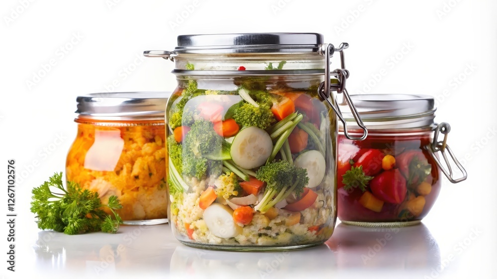 Preserved Vegetables in Glass Jars Preserved Vegetables in Glass Jars