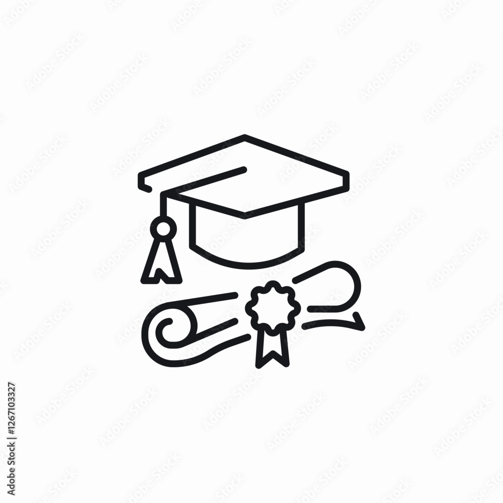 degree graduate hat icon sign vector degree graduate hat icon sign vector