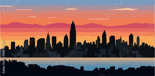 sunset over the city