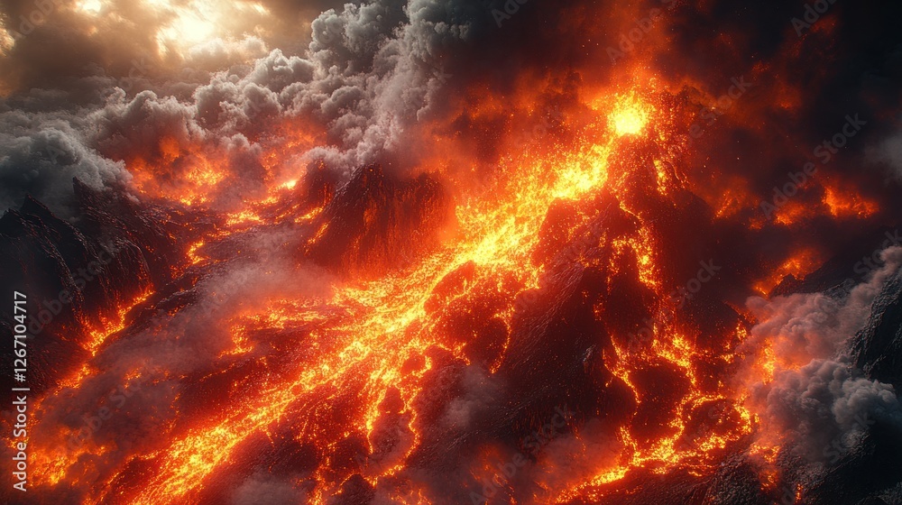 Fiery Volcanic Eruption: A Digital Masterpiece Fiery Volcanic Eruption: A Digital Masterpiece