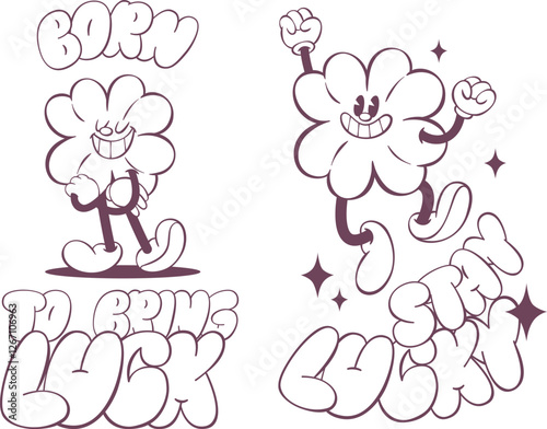 Retro groovy mascot character design
