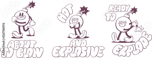 Retro groovy mascot character design