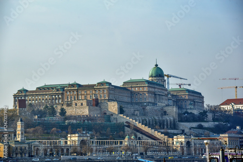 Budapest city, Hungarian capital - city's landmark Buda Castle on the hill.