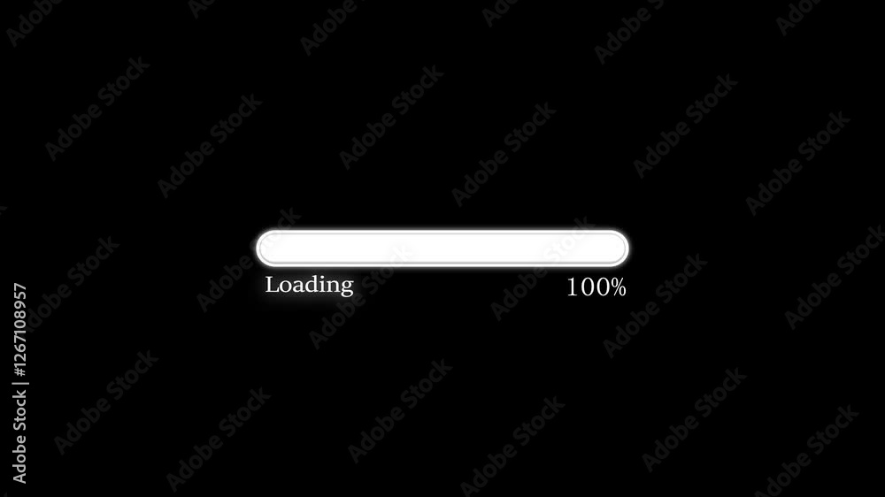4K futuristic science loading animation with blue progress bar on black background 4K futuristic science loading animation with blue progress bar on black background