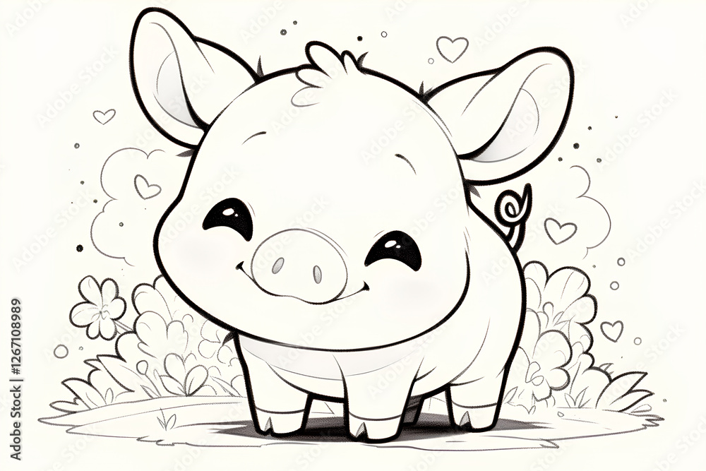 cute little pig animal coloring page design. printable size cute little pig animal coloring page design. printable size