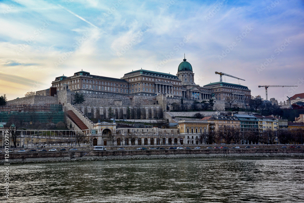 Fototapeta premium Budapest city, Hungarian capital - city's landmark Buda Castle on the hill.
