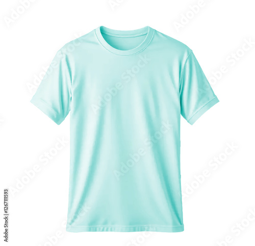 Minimalist plain light green t-shirt mockup isolated on transparent background, blank apparel template for branding, design, and print-on-demand