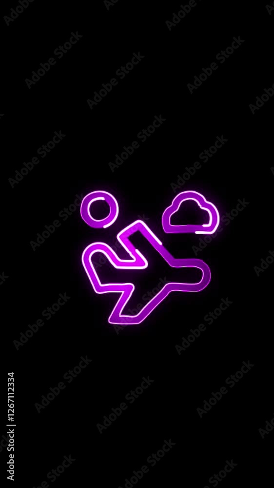 new Flight time sign animated neon button, web icon, social media icons, glowing element new Flight time sign animated neon button, web icon, social media icons, glowing element