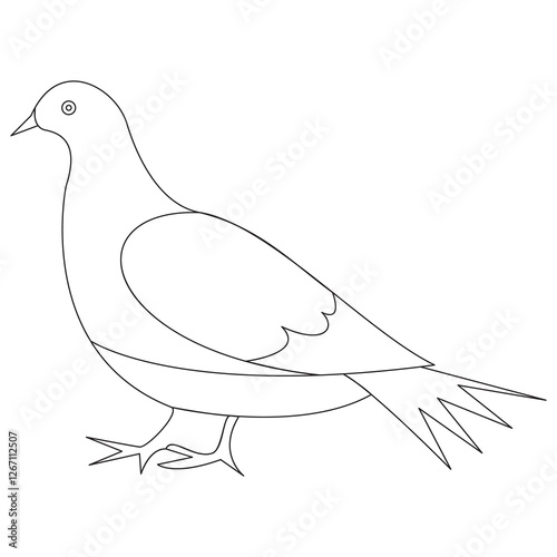 Pigeon bird one line art illustration