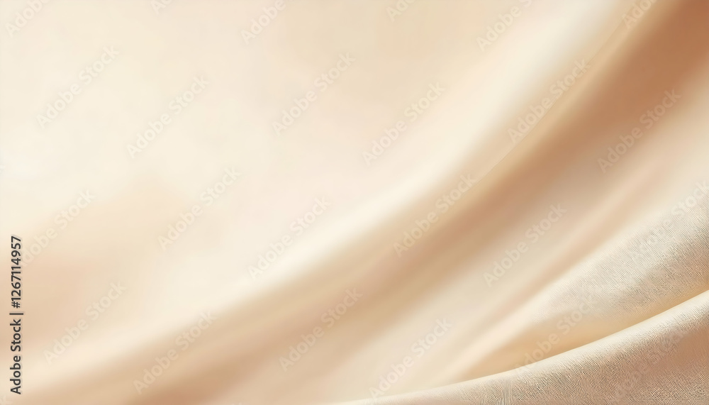 Fototapeta premium Light beige grainy gradient background, vanilla toned blurry cosmetics background, silk drapery backdrop