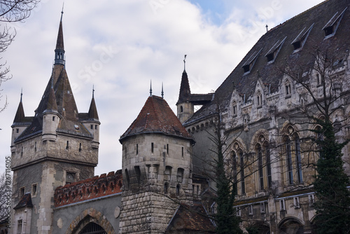 Budapest city, Hungarian capital - Vajdahunyad castle located in City Park.