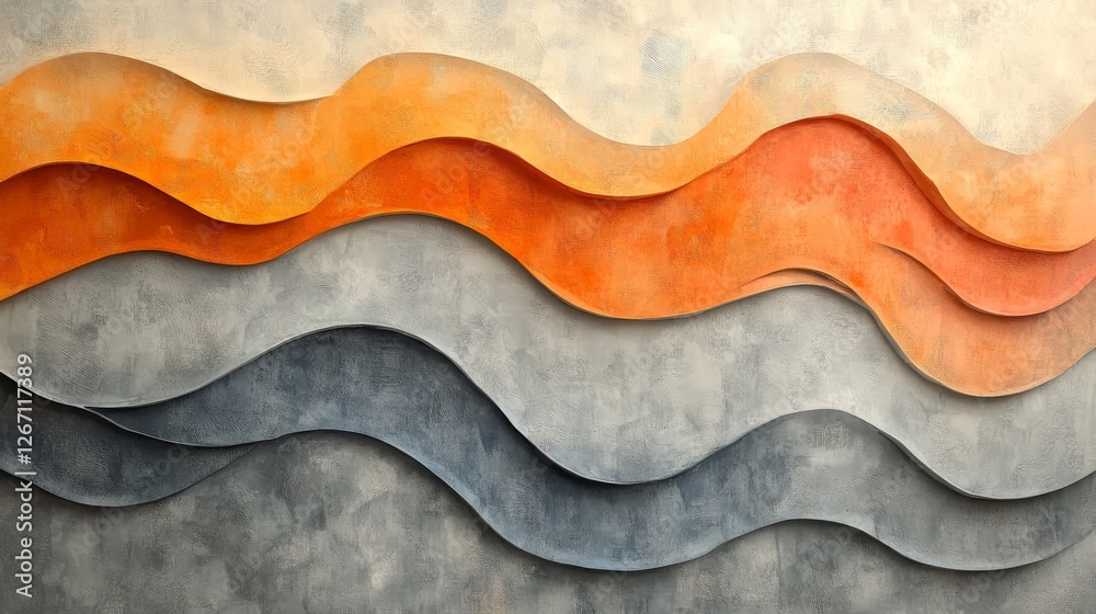 custom made wallpaper toronto digitalArtistic rendering of layered curving planes using warm and cool colors