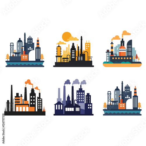 technology, building, concept, smoke, silhouette, plant, factory, industry, environment, buildings, sustainability, ecology, pollution, manufacturing, chemical, ecological, gas, smog, toxic, manufactu