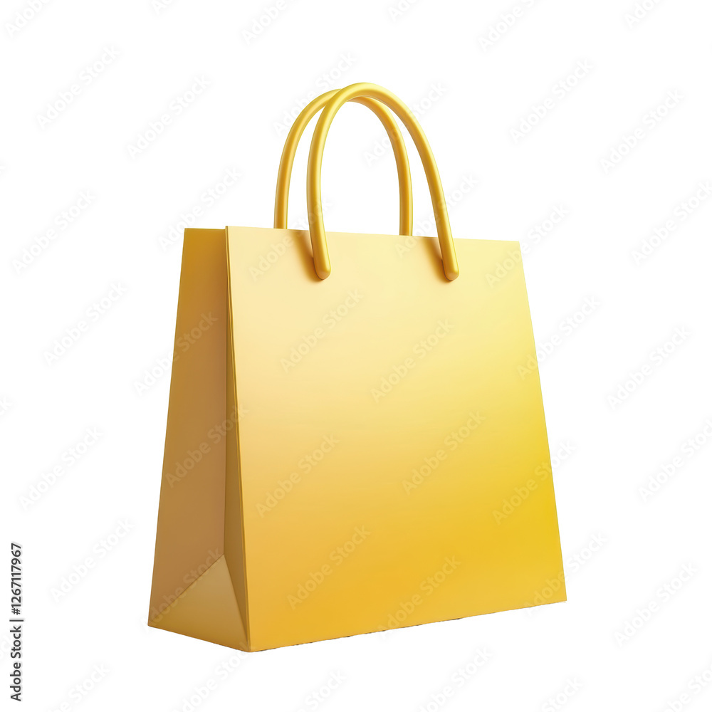 Isolated Shiny Yellow Shopping Bag with Handles Isolated Shiny Yellow Shopping Bag with Handles