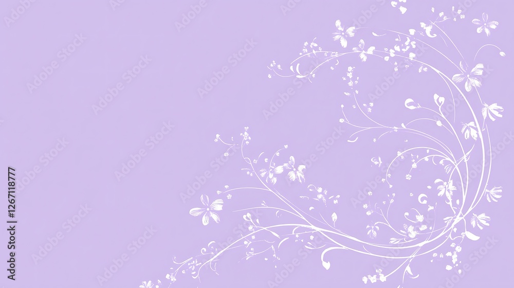 Lavender Background With White Floral Design Lavender Background With White Floral Design
